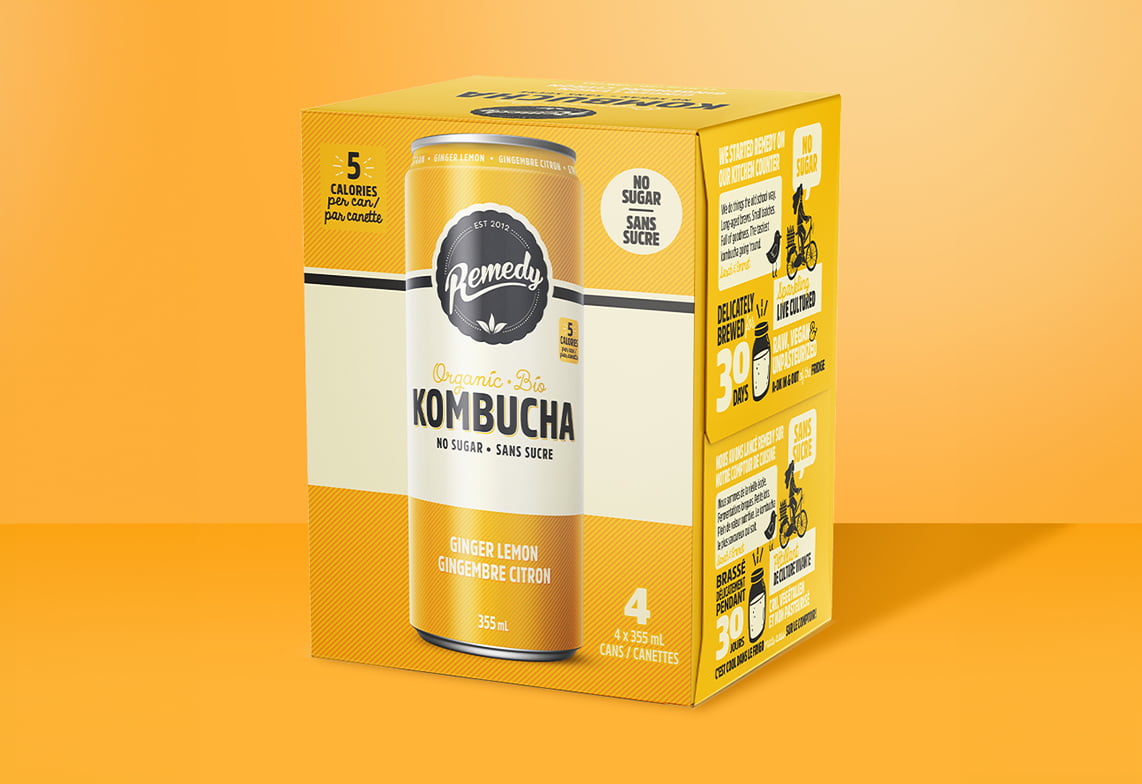 Remedy Ginger Lemon Kombucha 4 Pack