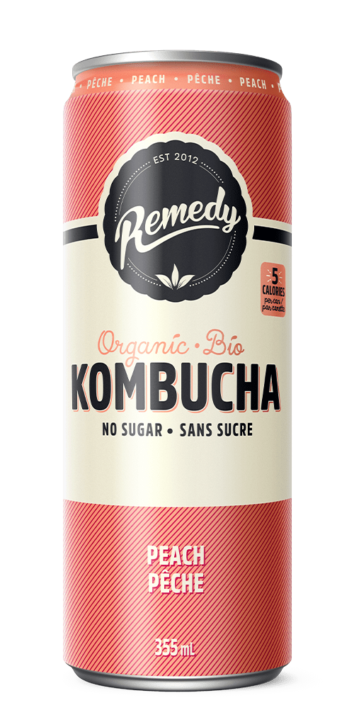 Remedy Peach Kombucha Can