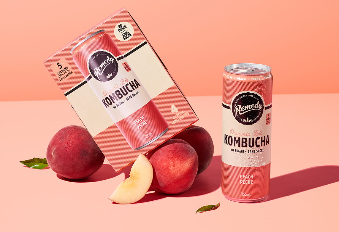 Remedy Peach Kombucha 4-Pack